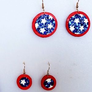 Merica round earrings mommy and me set